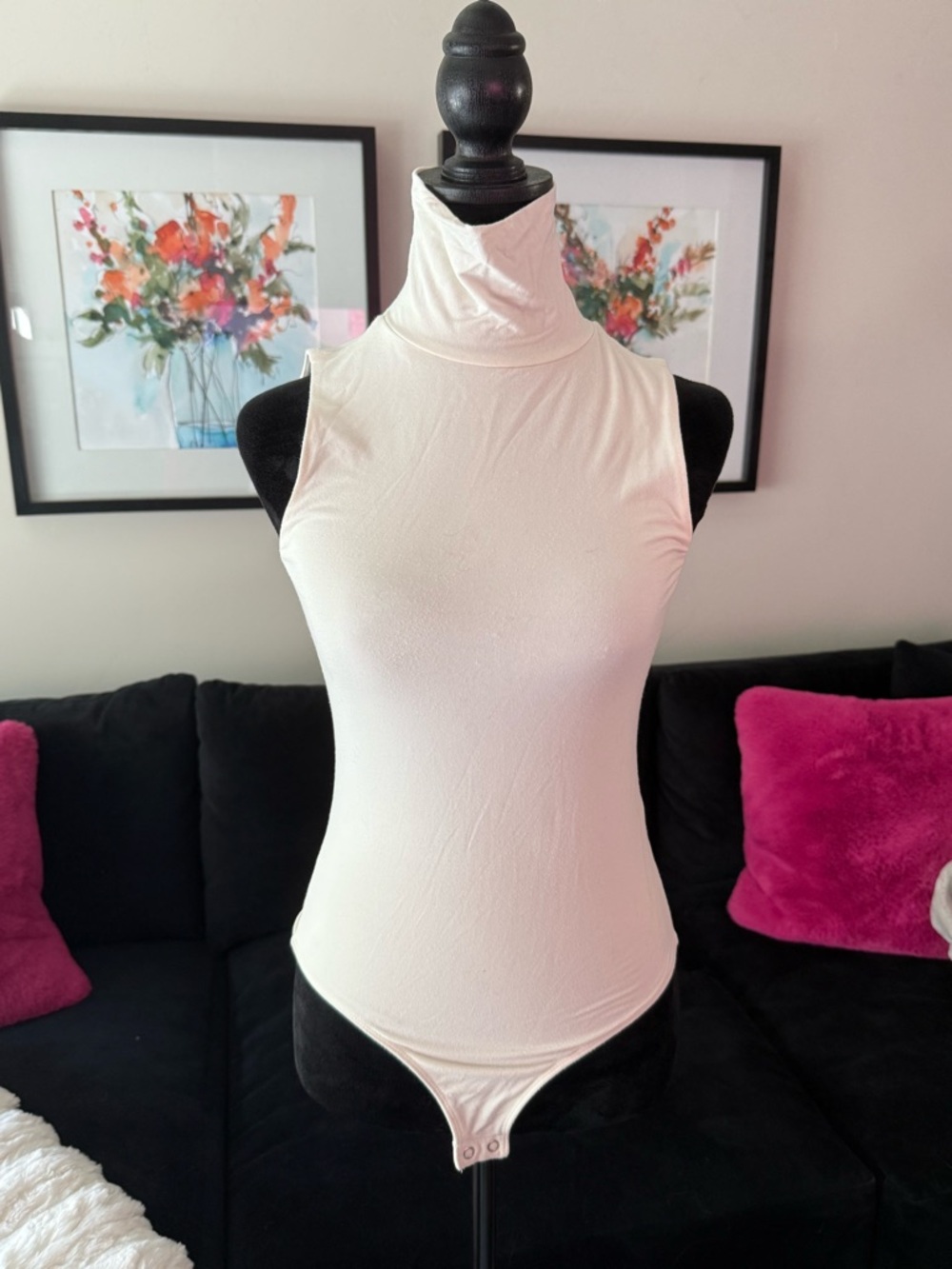 Express Sleeveless Turtleneck Bodysuit - Cream